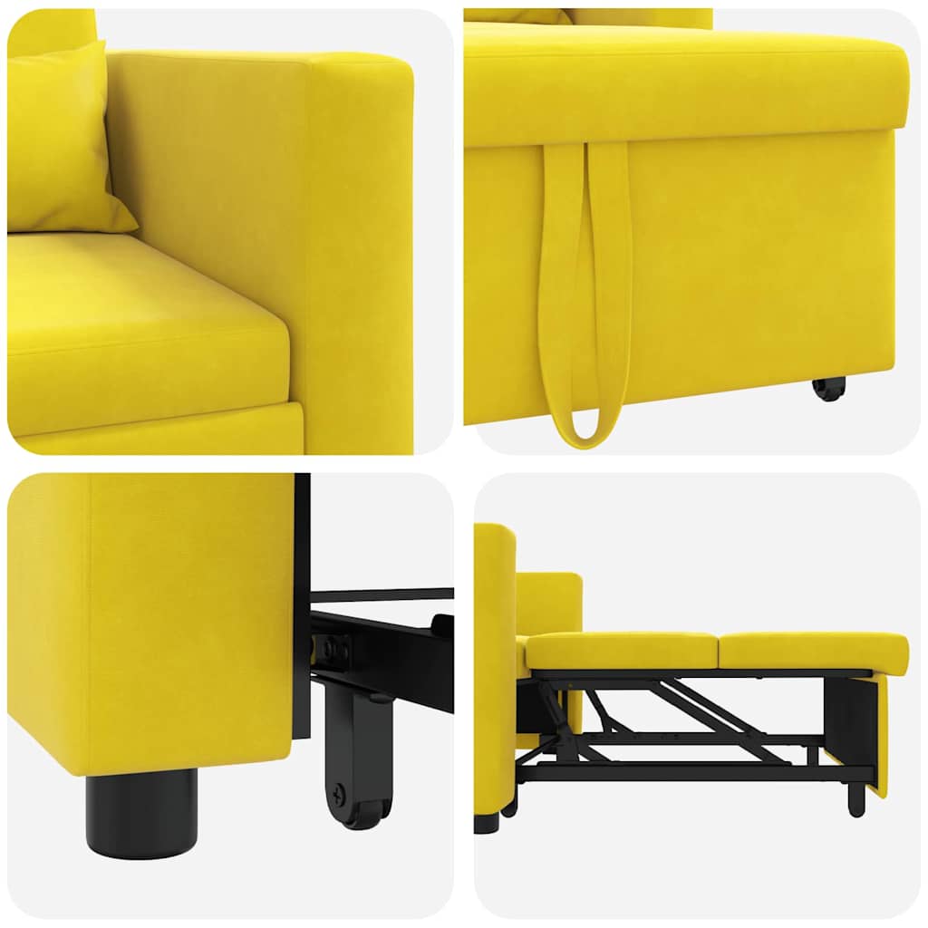 vidaXL Ausziehbare Schlafcouch Einzel Gelb 90 x 165 x 87 cm Samt