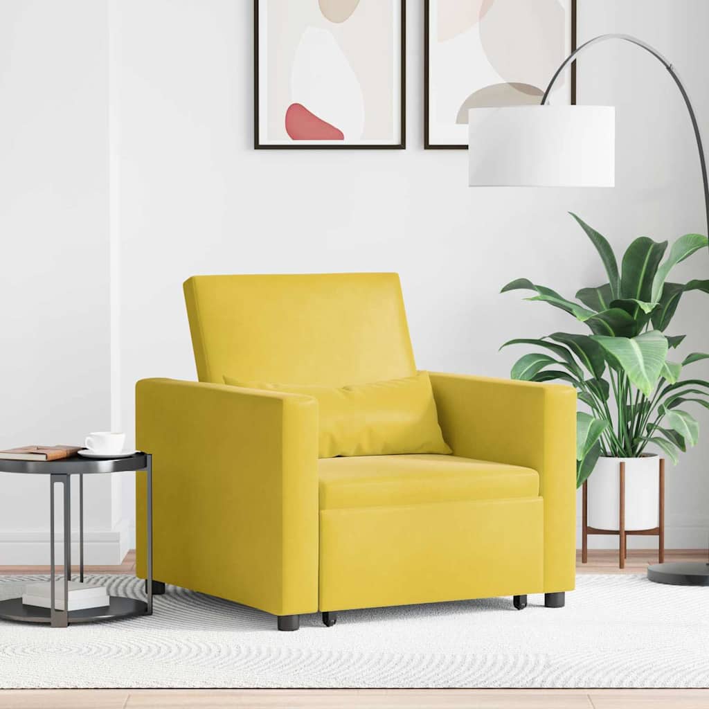 vidaXL Ausziehbare Schlafcouch Einzel Gelb 90 x 165 x 87 cm Samt
