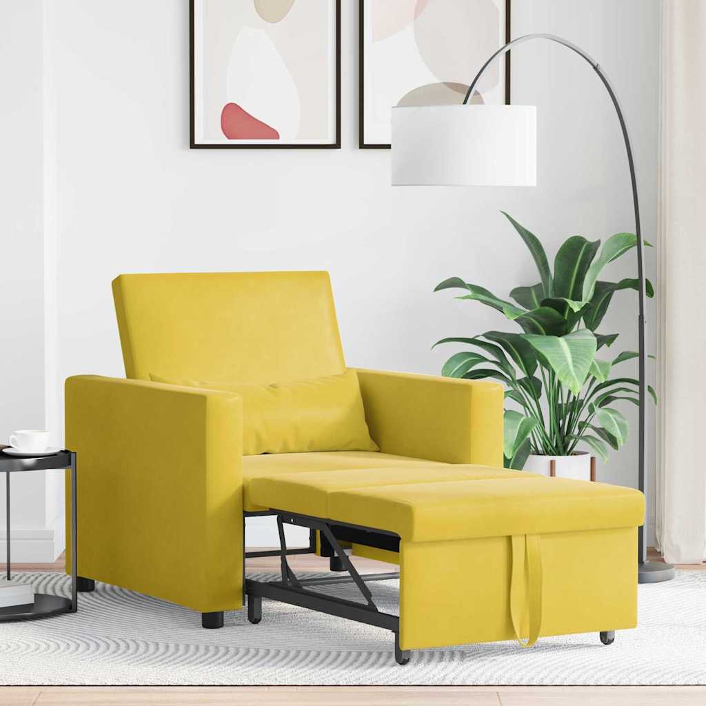 vidaXL Ausziehbare Schlafcouch Einzel Gelb 90 x 165 x 87 cm Samt