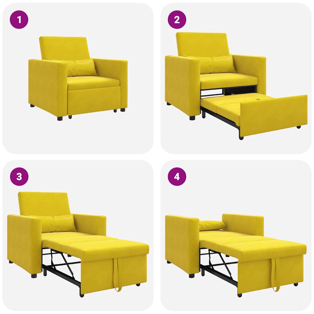 vidaXL Ausziehbare Schlafcouch Einzel Gelb 90 x 165 x 87 cm Samt