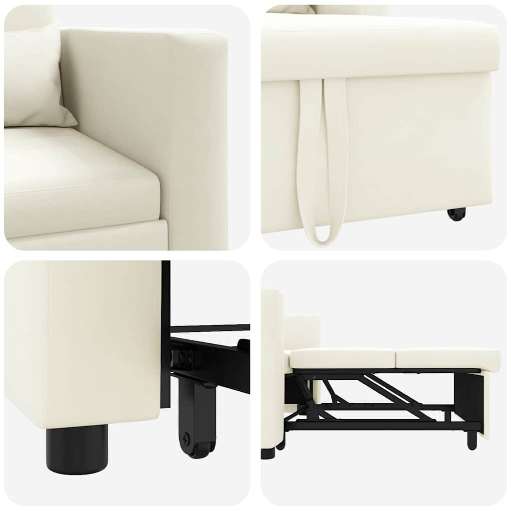 vidaXL Ausziehbare Schlafcouch Einzel Creme 90 x 165 x 87 cm Samt