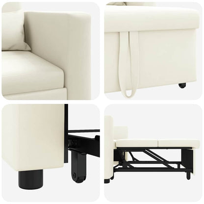 vidaXL Ausziehbare Schlafcouch Einzel Creme 90 x 165 x 87 cm Samt