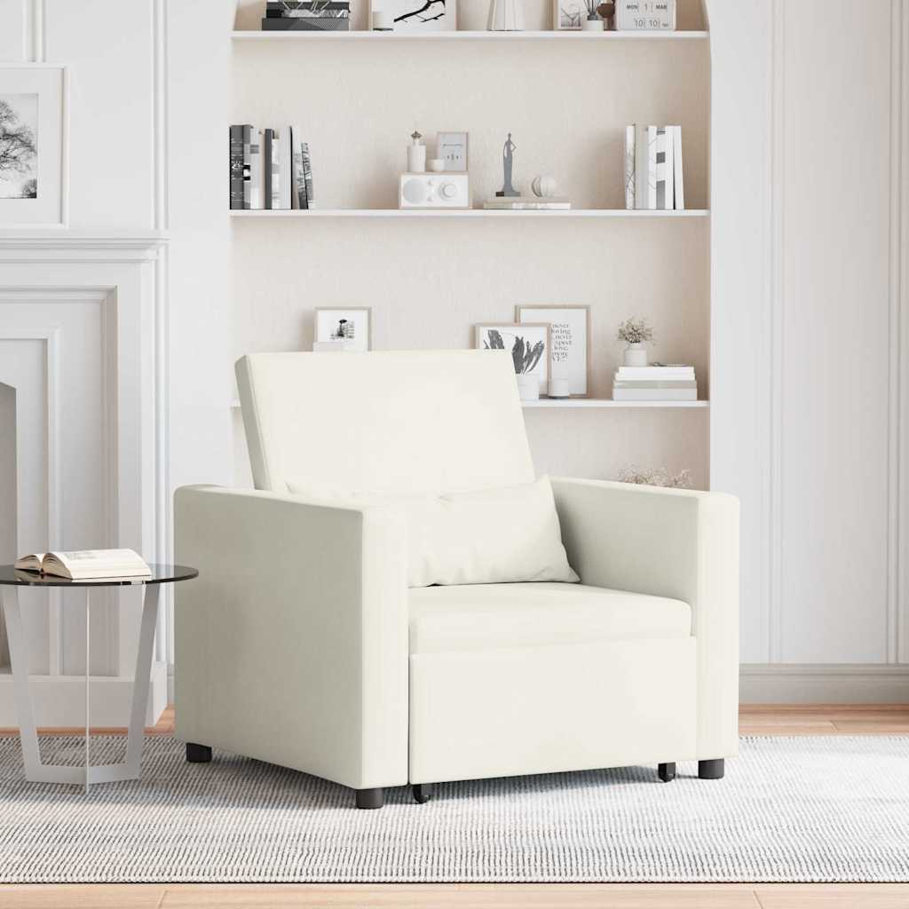 vidaXL Ausziehbare Schlafcouch Einzel Creme 90 x 165 x 87 cm Samt
