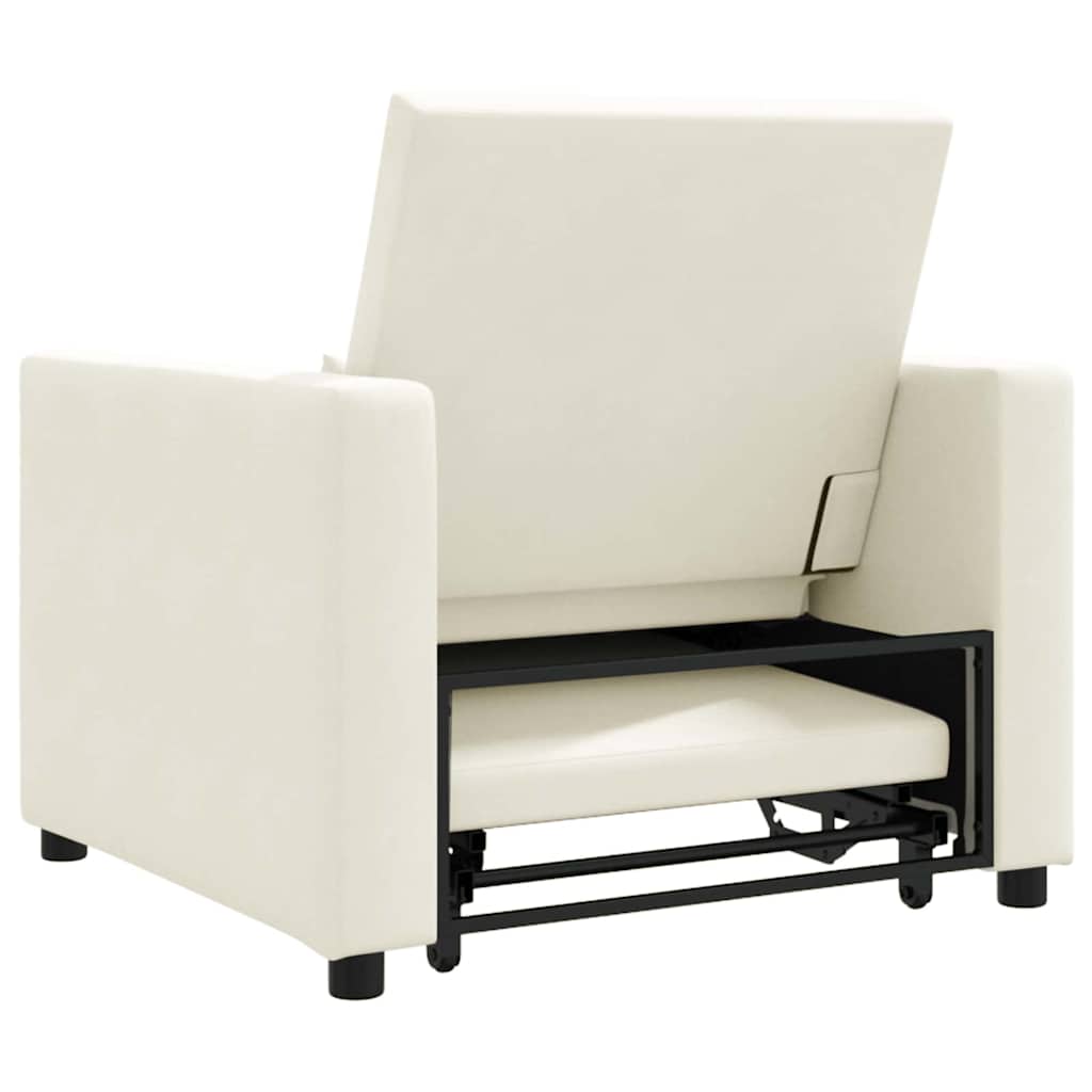 vidaXL Ausziehbare Schlafcouch Einzel Creme 90 x 165 x 87 cm Samt