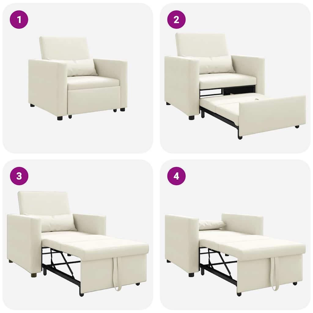 vidaXL Ausziehbare Schlafcouch Einzel Creme 90 x 165 x 87 cm Samt
