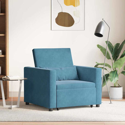 vidaXL Ausziehbare Schlafcouch Einzel Blau 90 x 165 x 87 cm Samt