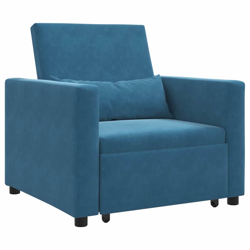 vidaXL Ausziehbare Schlafcouch Einzel Blau 90 x 165 x 87 cm Samt