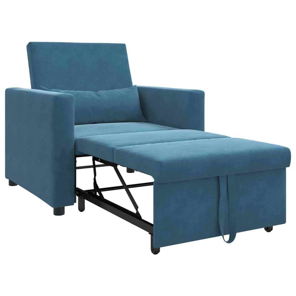 vidaXL Ausziehbare Schlafcouch Einzel Blau 90 x 165 x 87 cm Samt