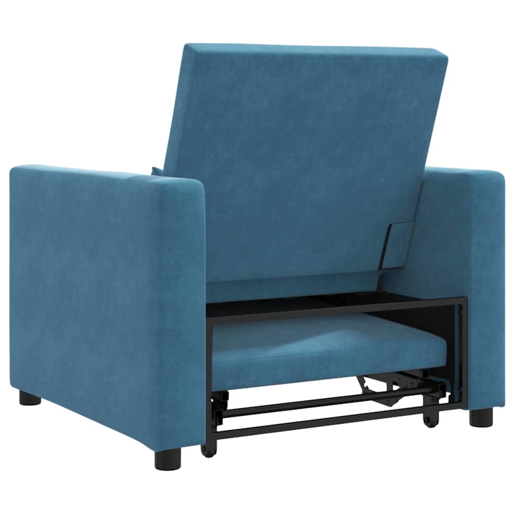 vidaXL Ausziehbare Schlafcouch Einzel Blau 90 x 165 x 87 cm Samt