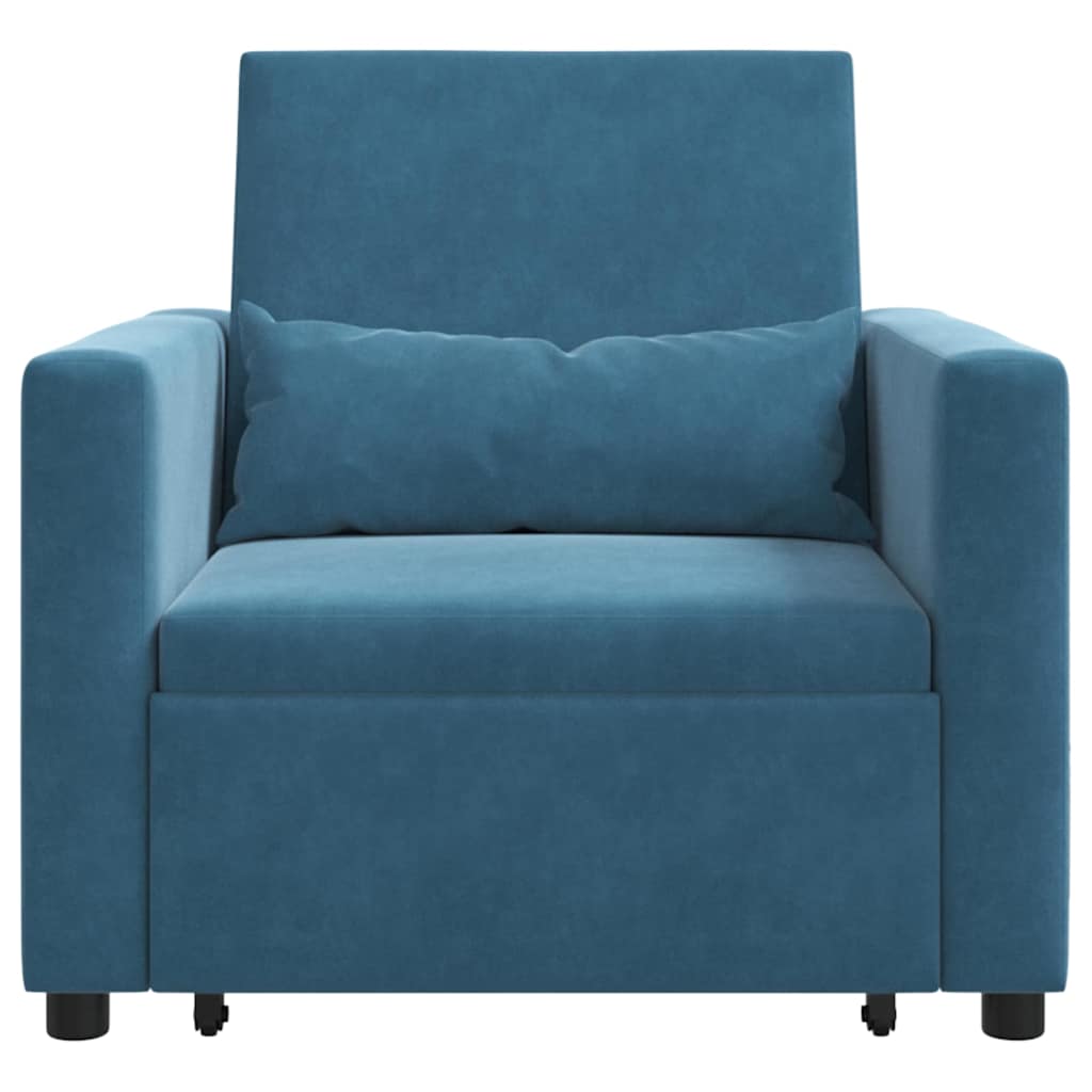 vidaXL Ausziehbare Schlafcouch Einzel Blau 90 x 165 x 87 cm Samt