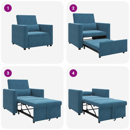 vidaXL Ausziehbare Schlafcouch Einzel Blau 90 x 165 x 87 cm Samt