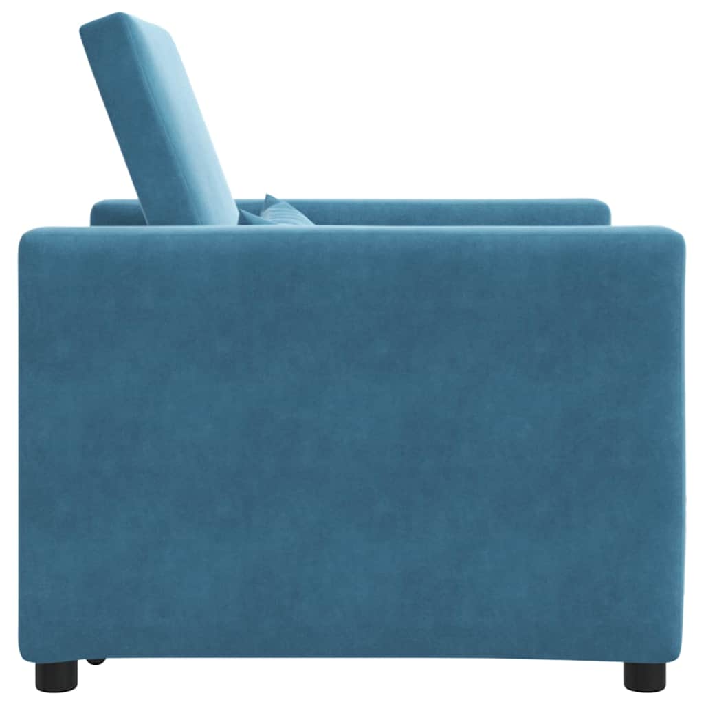 vidaXL Ausziehbare Schlafcouch Einzel Blau 90 x 165 x 87 cm Samt