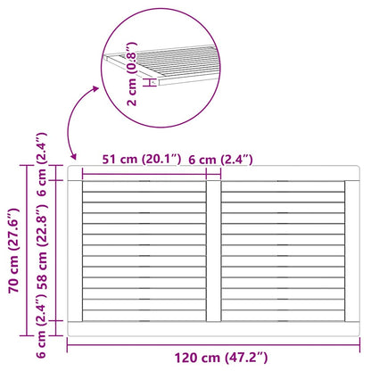 vidaXL Tischplatte Braun 120 x 70 x 2 cm Massivholz Akazie