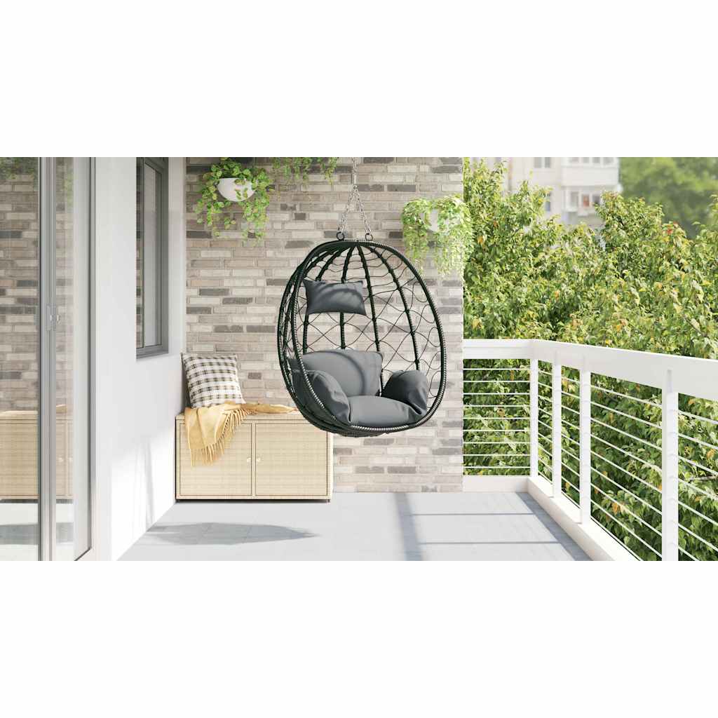 Hängendes Ei-Stuhl Anthrazit 91,5 x 60 x 110 cm Poly-Rattan