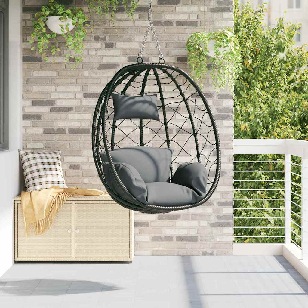 Hängendes Ei-Stuhl Anthrazit 91,5 x 60 x 110 cm Poly-Rattan