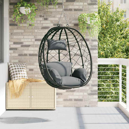 Hängendes Ei-Stuhl Anthrazit 91,5 x 60 x 110 cm Poly-Rattan