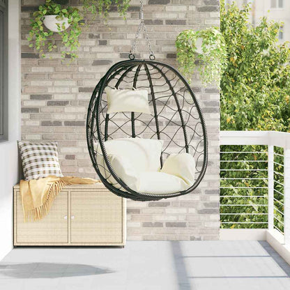 Hängendes Ei-Stuhl Cremeweiß 91,5 x 60 x 110 cm Poly-Rattan