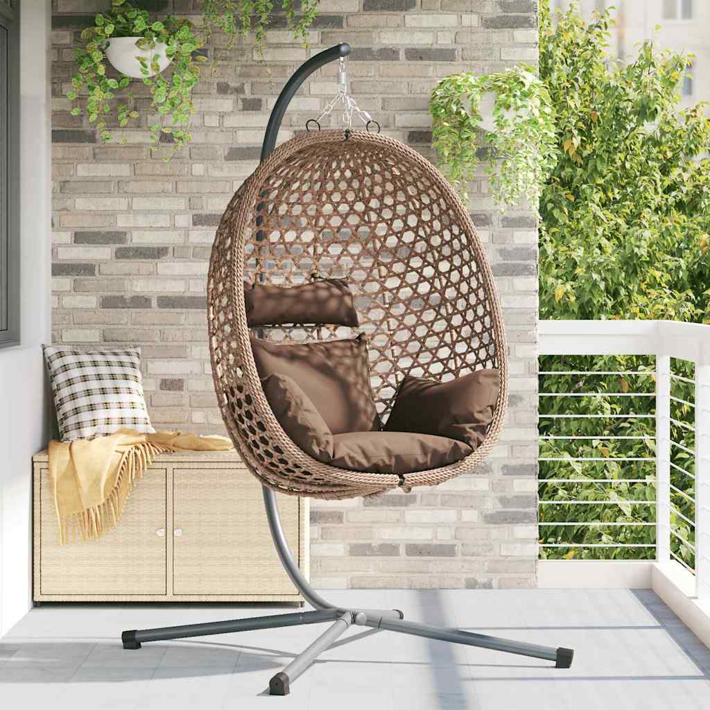 Hängendes Ei-Stuhl Kaffeebraun 104 x 100 x 191 cm Poly-Rattan