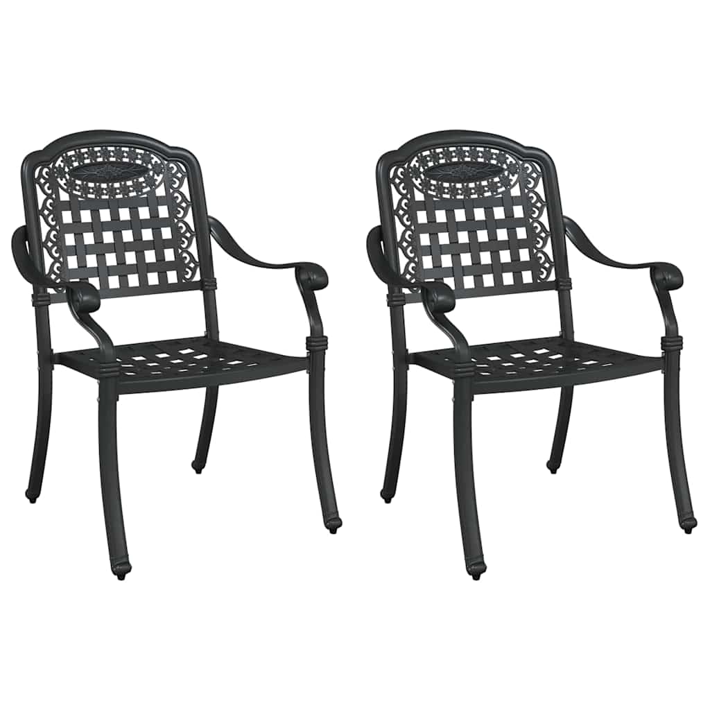 vidaXL Gartenstuhl 2 pcs Schwarz 55 x 56,5 x 91cm Aluminium