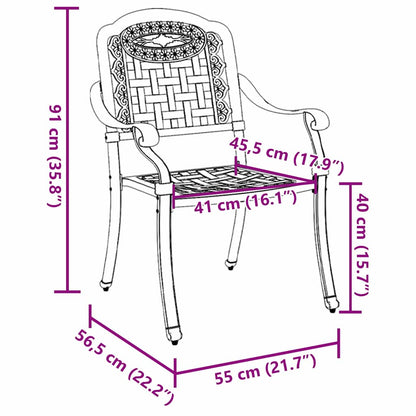 Gartenstuhl 2 pcs Weiß 55 x 56,5 x 91cm Aluminium
