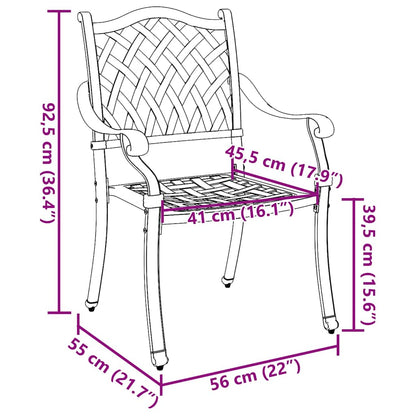 Gartenstuhl 2 pcs Schwarz 56 x 55 x 92,5cm Aluminium