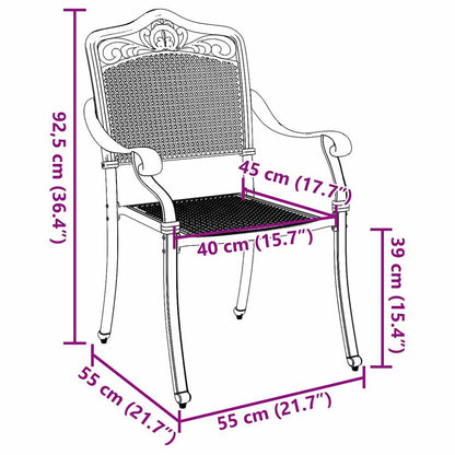 vidaXL Gartenstuhl 2 pcs Weiß 55 x 55 x 92,5cm Aluminium