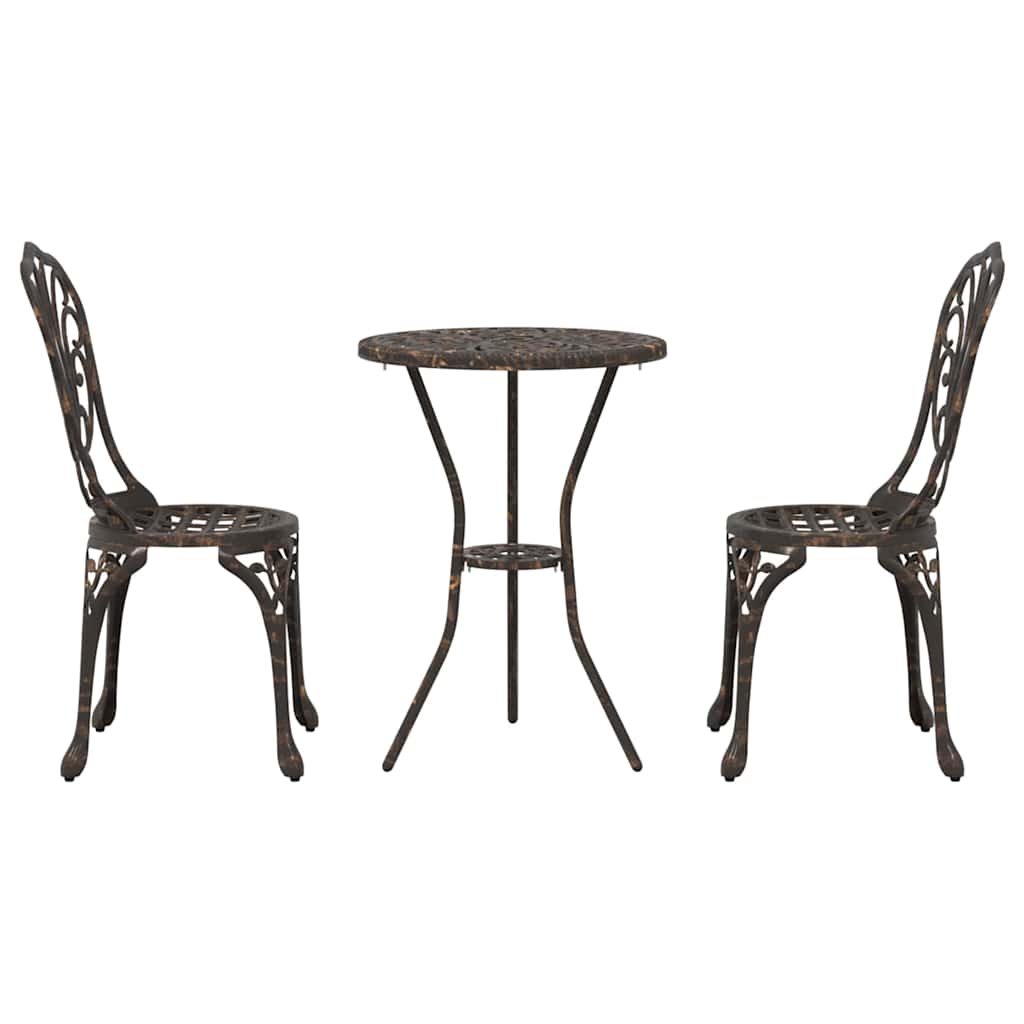 Garten Bistro Set 3 pcs Bronze Aluminium