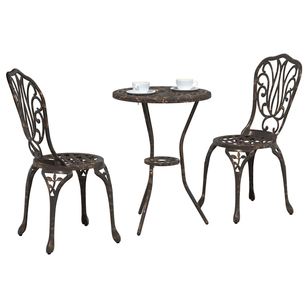 Garten Bistro Set 3 pcs Bronze Aluminium