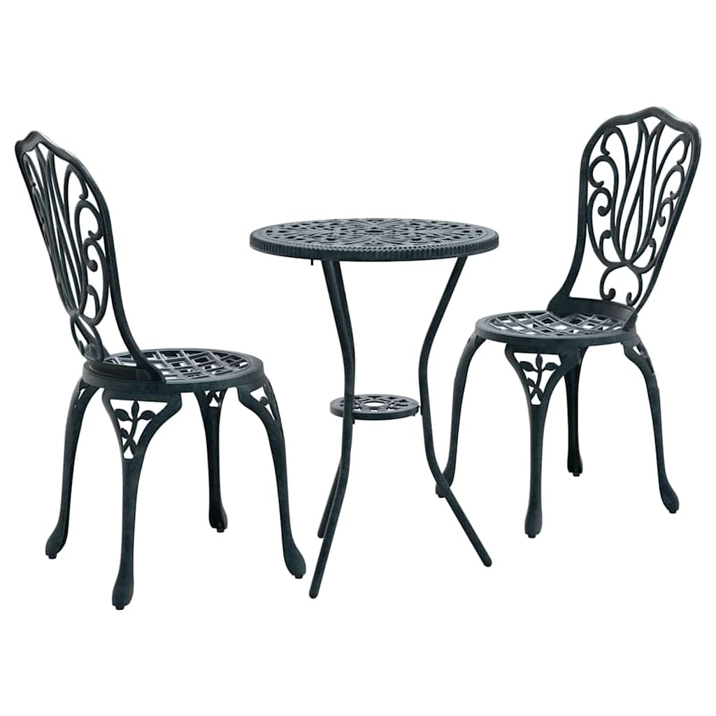 Garten Bistro Set 3 pcs Grün Aluminium