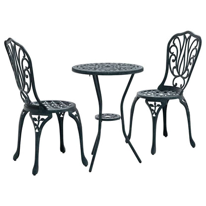 Garten Bistro Set 3 pcs Grün Aluminium