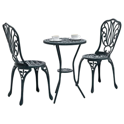 Garten Bistro Set 3 pcs Grün Aluminium