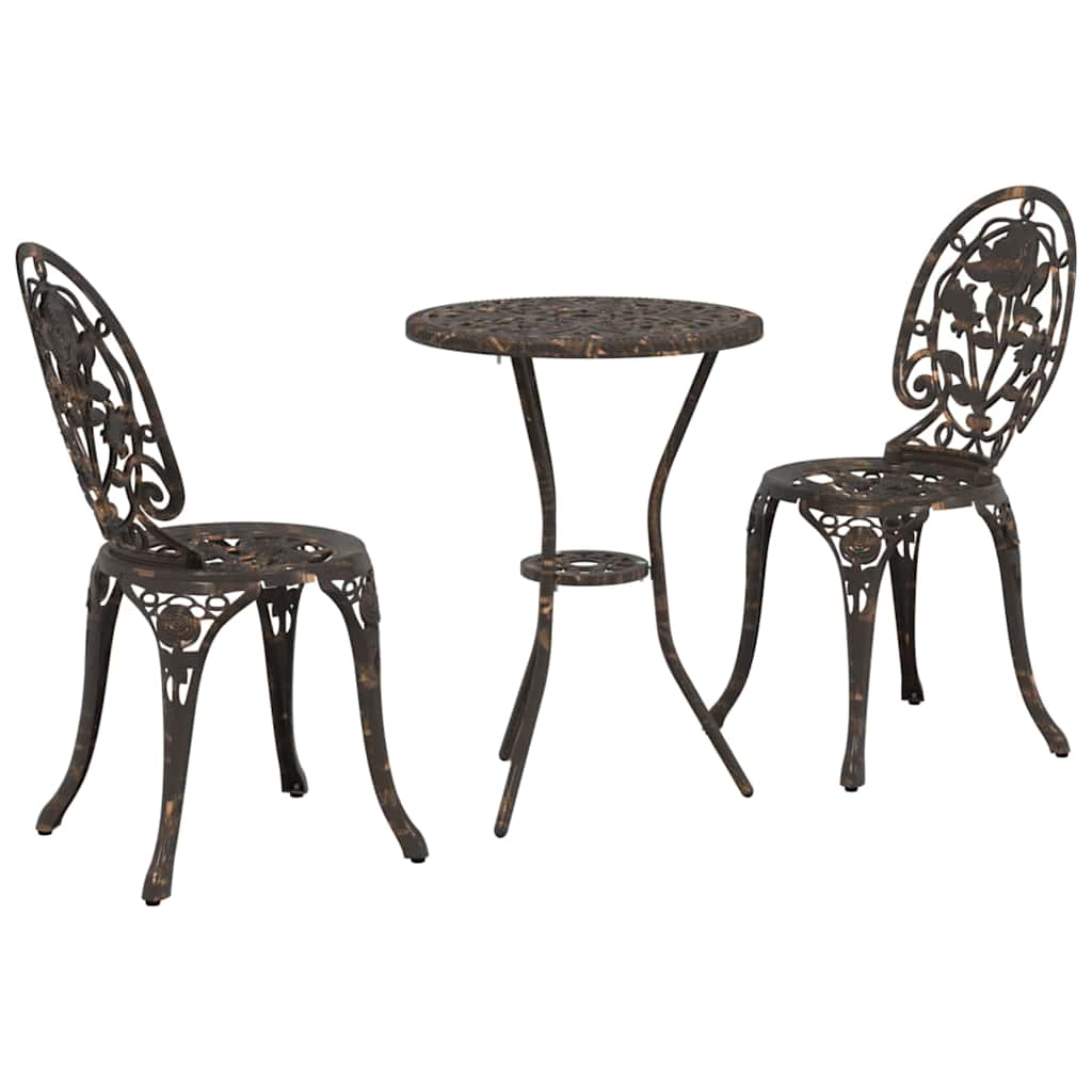 Garten Bistro Set 3 pcs Bronze Aluminium