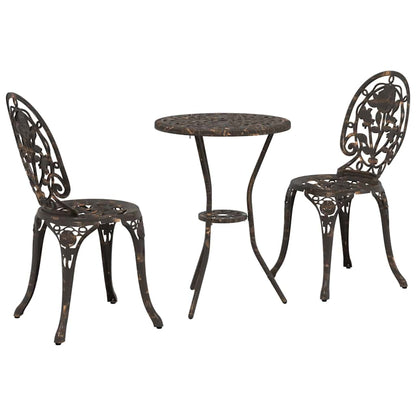 Garten Bistro Set 3 pcs Bronze Aluminium