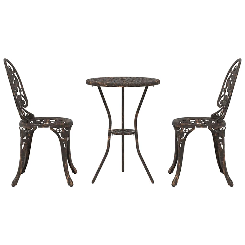 Garten Bistro Set 3 pcs Bronze Aluminium