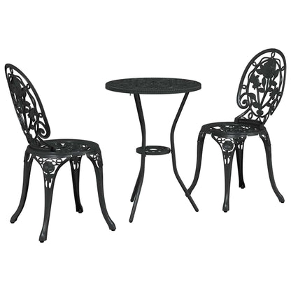 Garten Bistro Set 3 pcs Schwarz Aluminium