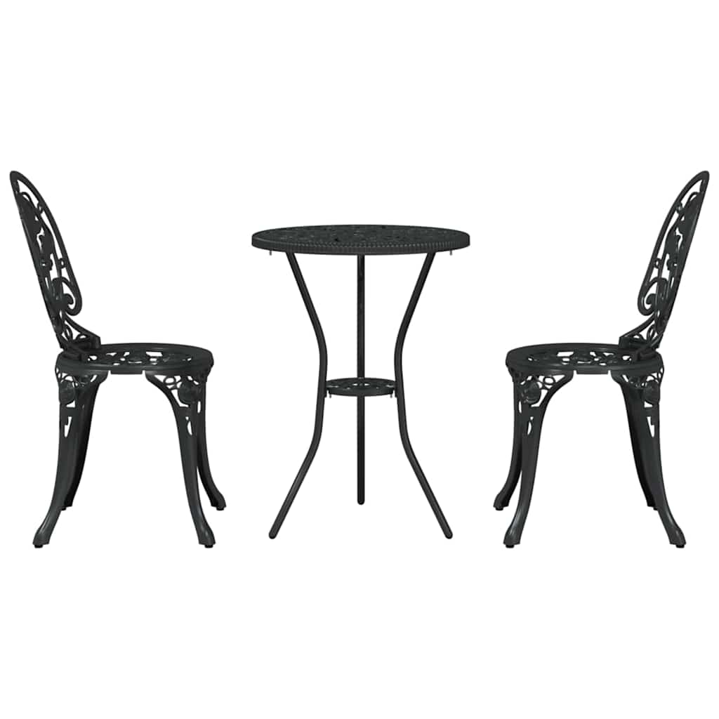 Garten Bistro Set 3 pcs Schwarz Aluminium