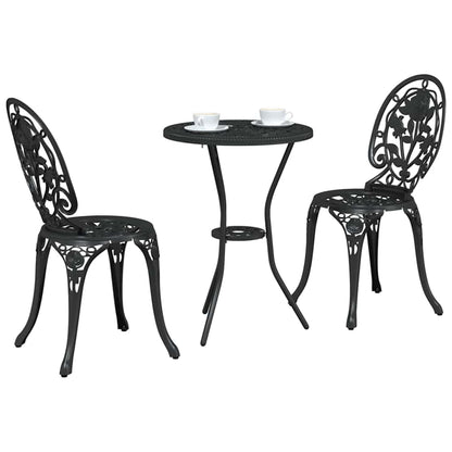 Garten Bistro Set 3 pcs Schwarz Aluminium
