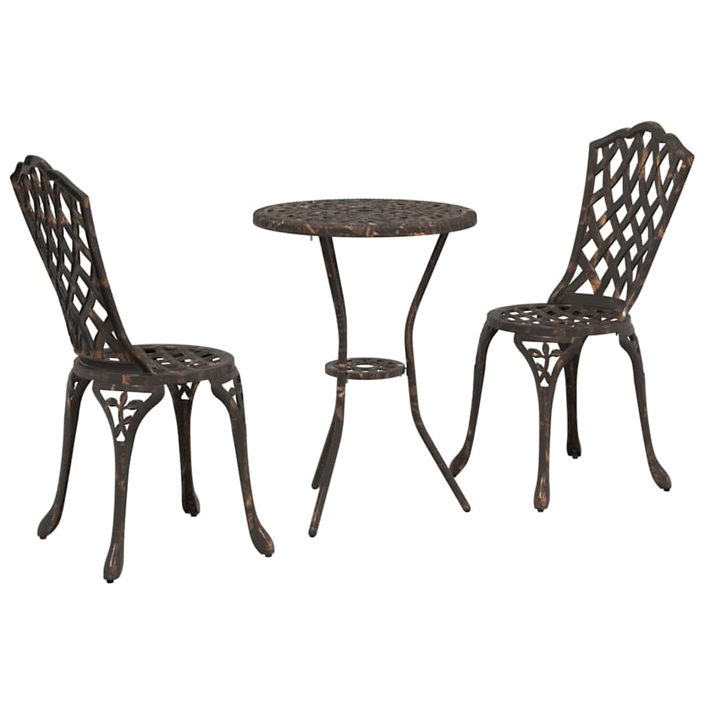 Garten Bistro Set 3 pcs Bronze Aluminium