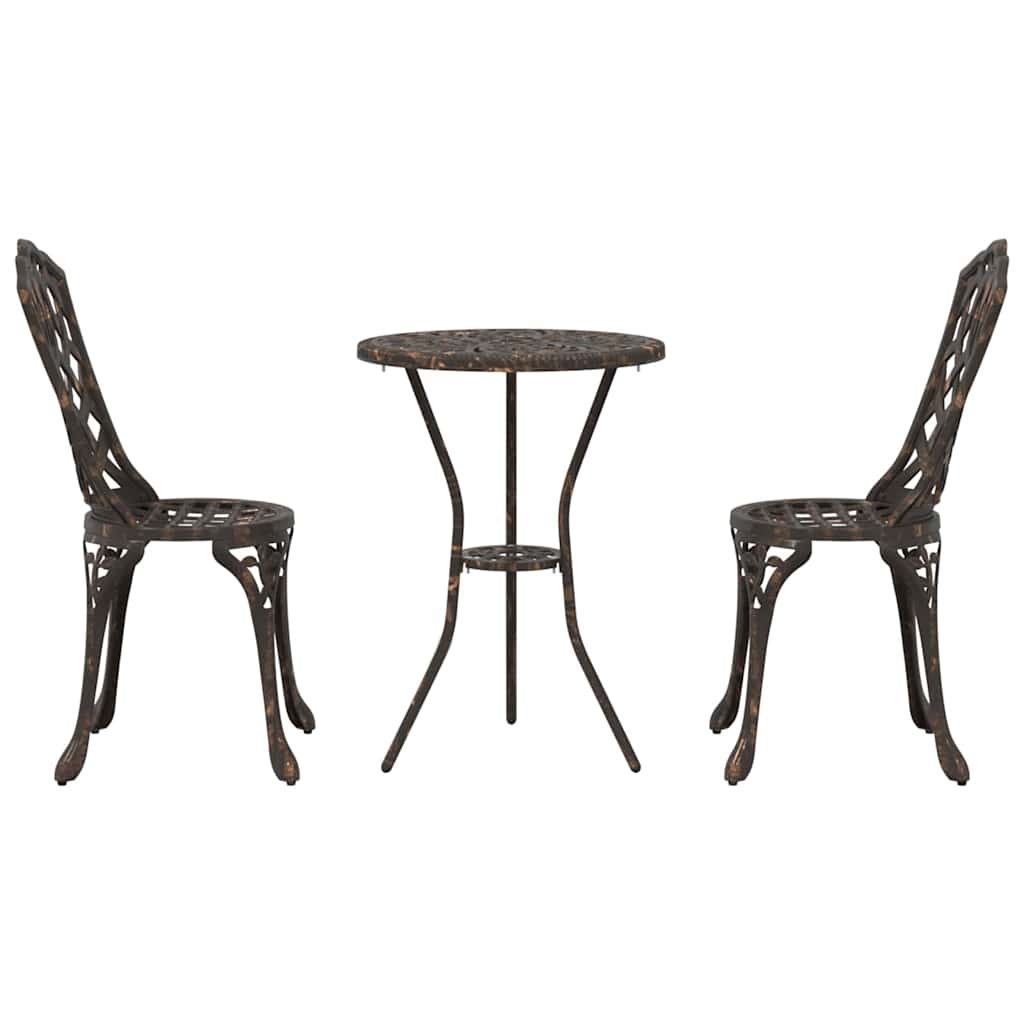 Garten Bistro Set 3 pcs Bronze Aluminium