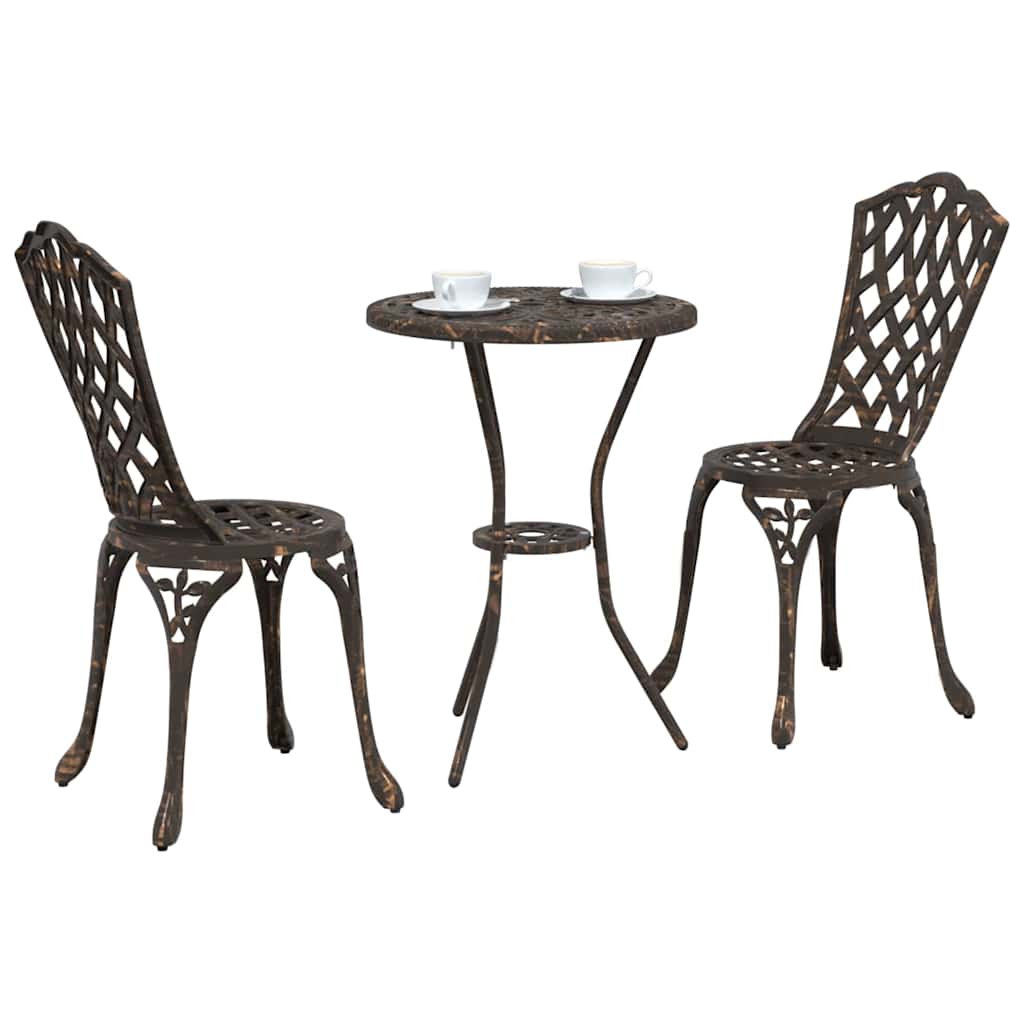 Garten Bistro Set 3 pcs Bronze Aluminium