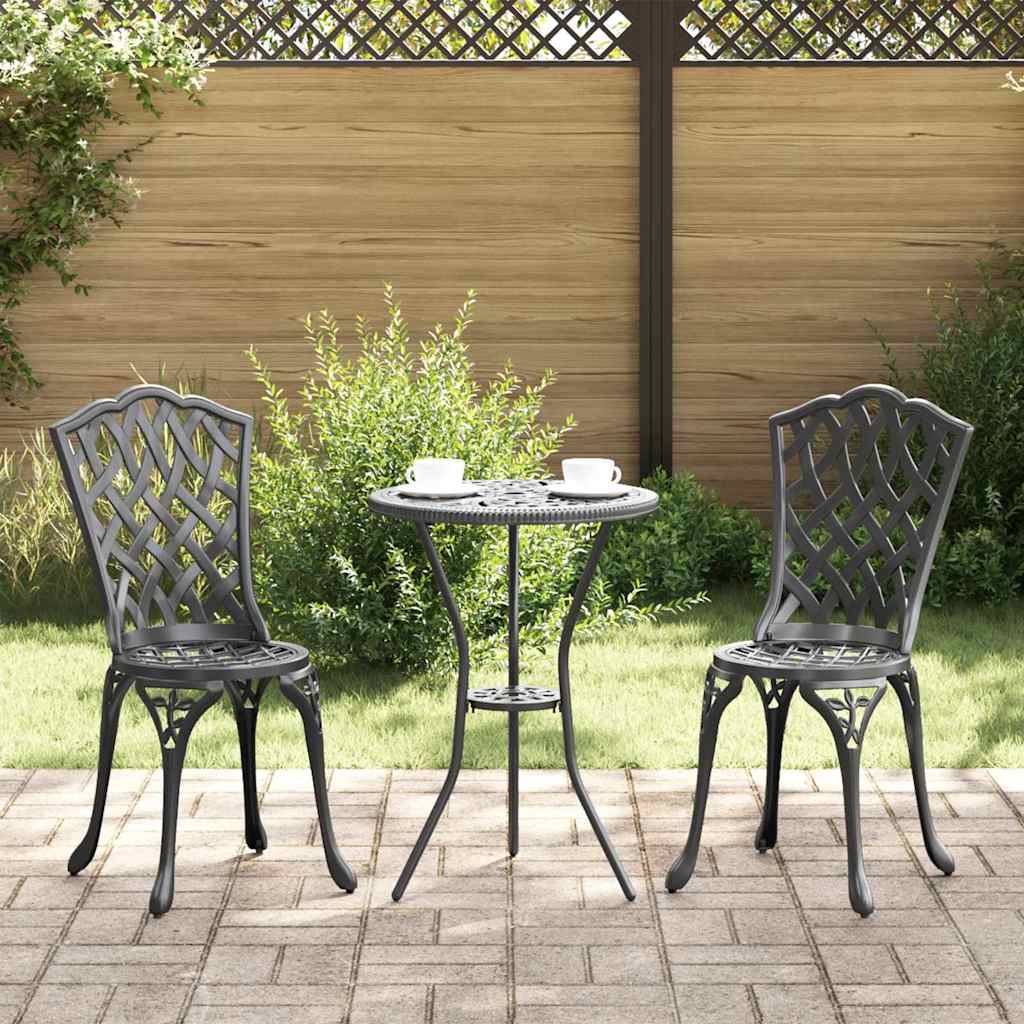vidaXL Gartenstuhl 2 pcs Schwarz 39 x 40 x 87cm Aluminium