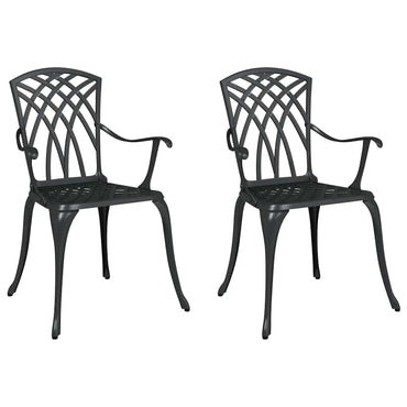 vidaXL Gartenstuhl 2 pcs Schwarz 53 x 51 x 88,5 cm Aluminium