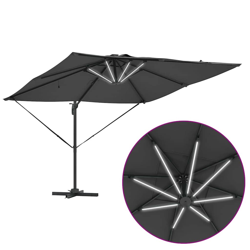 vidaXL Sonnenschirm mit LED-Lichtleisten Anthrazit 286 x 284 x 270 cm