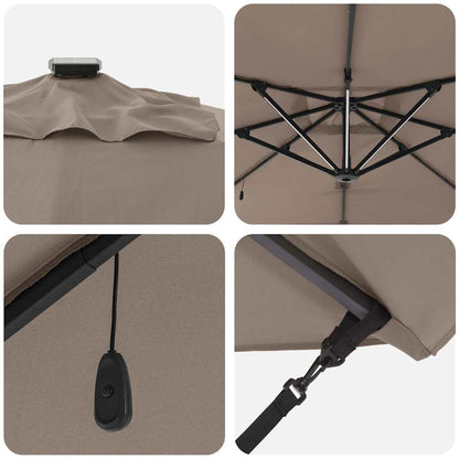 Sonnenschirm Taupe 286 x 284 x 270 cm Aluminium und Polyester