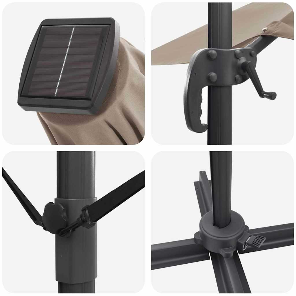 Sonnenschirm Taupe 286 x 284 x 270 cm Aluminium und Polyester