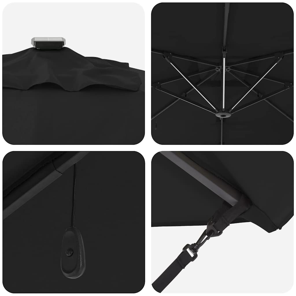 vidaXL Sonnenschirm Schwarz 286 x 284 x 270 cm Aluminium und Polyester