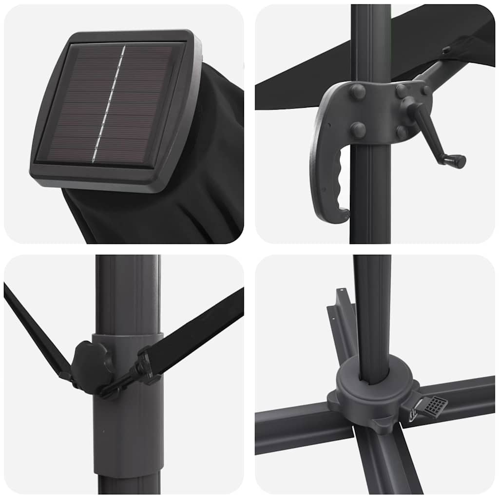 vidaXL Sonnenschirm Schwarz 286 x 284 x 270 cm Aluminium und Polyester