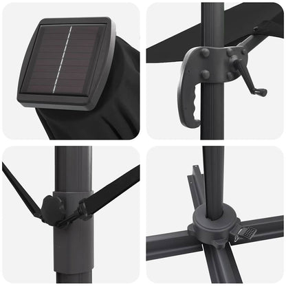 vidaXL Sonnenschirm Schwarz 286 x 284 x 270 cm Aluminium und Polyester