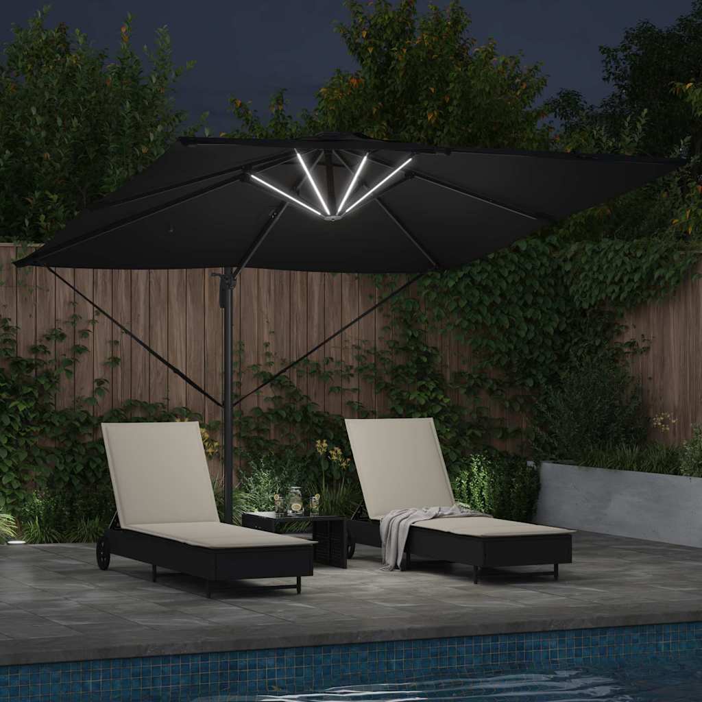 vidaXL Sonnenschirm Schwarz 286 x 284 x 270 cm Aluminium und Polyester
