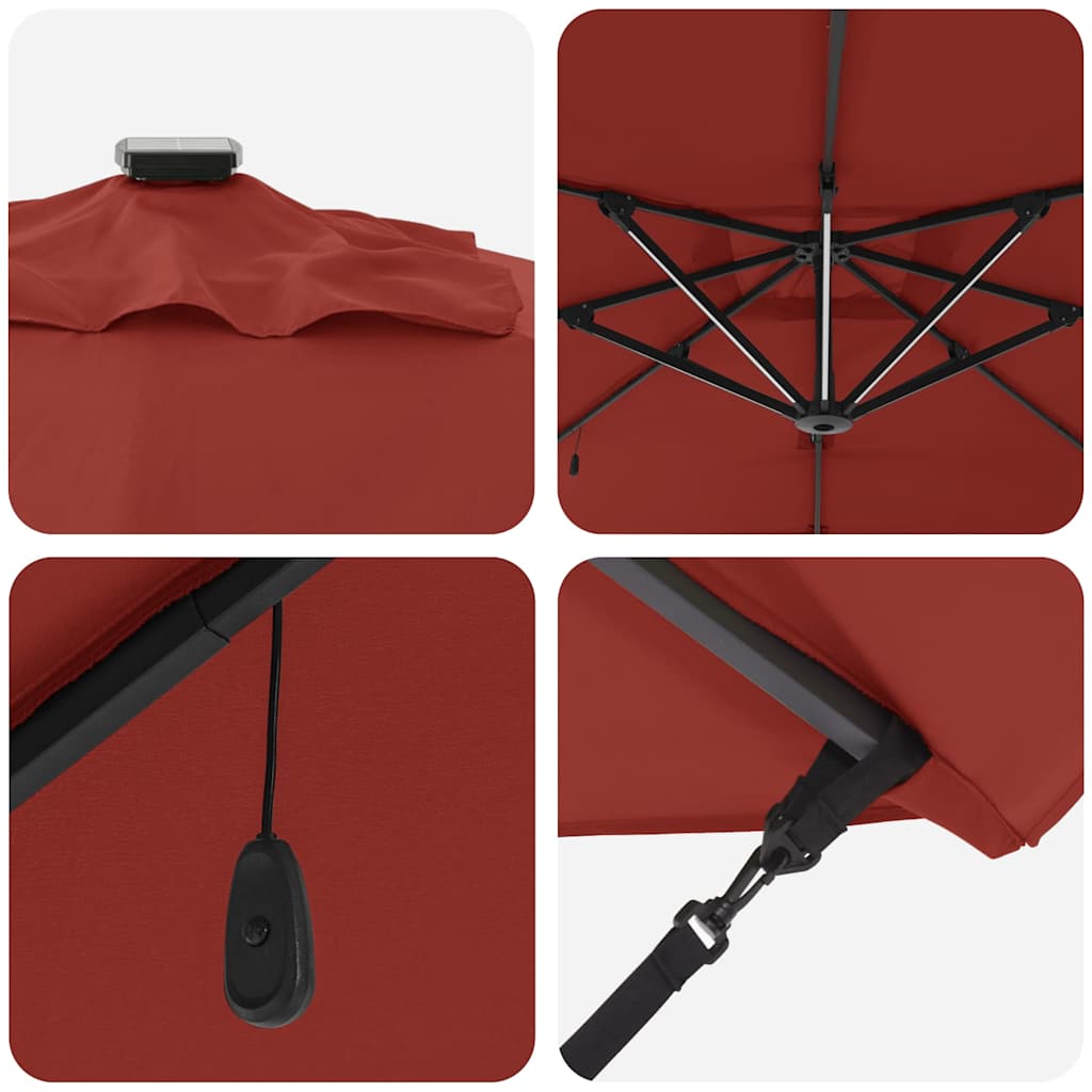 Sonnenschirm mit LED-Lichtleisten Terrakotta 286 x 284 x 270 cm